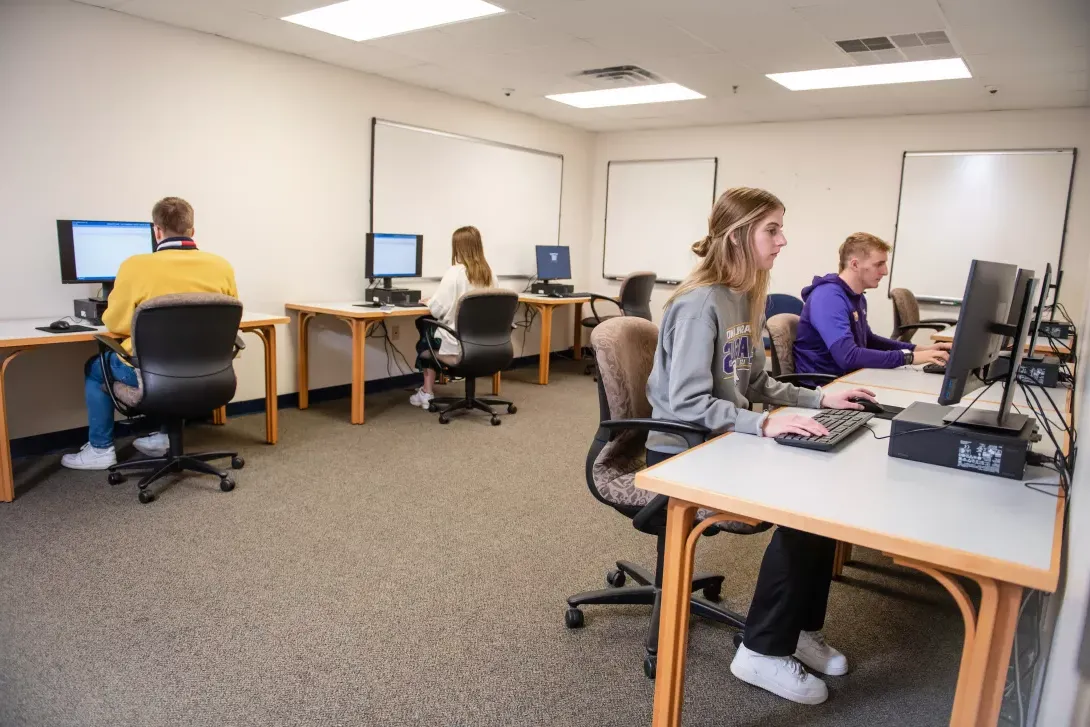 Students in the testing center